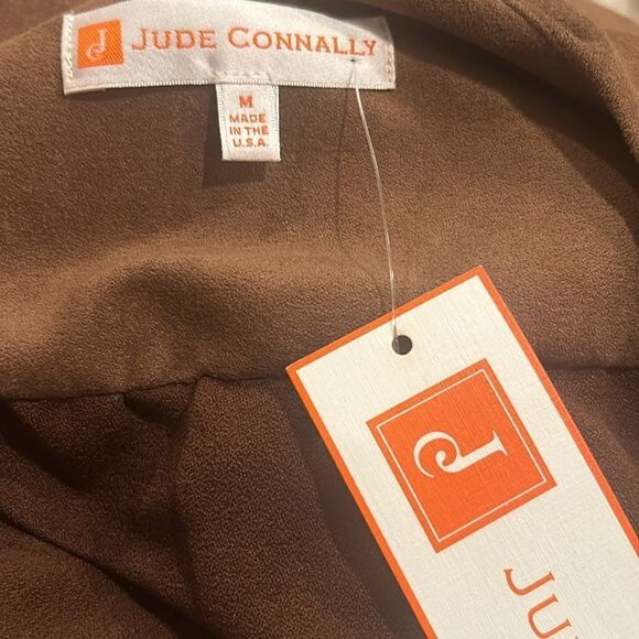 Jude Connally Kerry faux suede v neck mini dress size Medium NWT - Picture 3 of 4